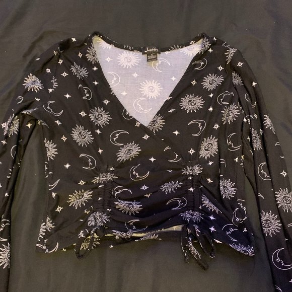 Justify Tops - Sun & Moon Patterned Cropped Top